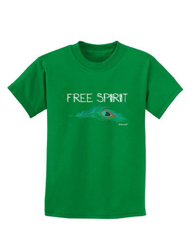 Graphic Feather Design - Free Spirit Childrens Dark T-Shirt by TooLoud-Childrens T-Shirt-TooLoud-Kelly-Green-X-Small-Davson Sales