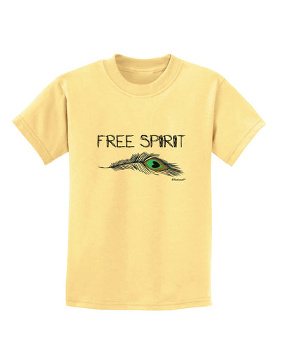 Graphic Feather Design - Free Spirit Childrens T-Shirt by TooLoud-Childrens T-Shirt-TooLoud-Daffodil-Yellow-X-Small-Davson Sales