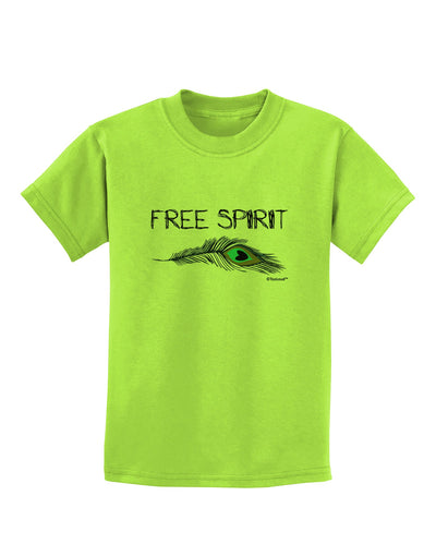 Graphic Feather Design - Free Spirit Childrens T-Shirt by TooLoud-Childrens T-Shirt-TooLoud-Lime-Green-X-Small-Davson Sales