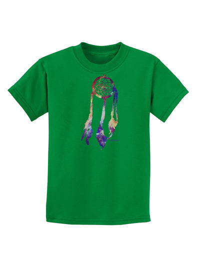 Graphic Feather Design - Galaxy Dreamcatcher Childrens Dark T-Shirt by TooLoud-Childrens T-Shirt-TooLoud-Kelly-Green-X-Small-Davson Sales