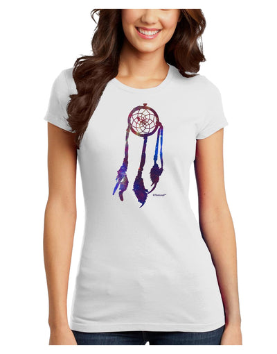Graphic Feather Design - Galaxy Dreamcatcher Juniors T-Shirt by TooLoud-Womens Juniors T-Shirt-TooLoud-White-Juniors Fitted X-Small-Davson Sales