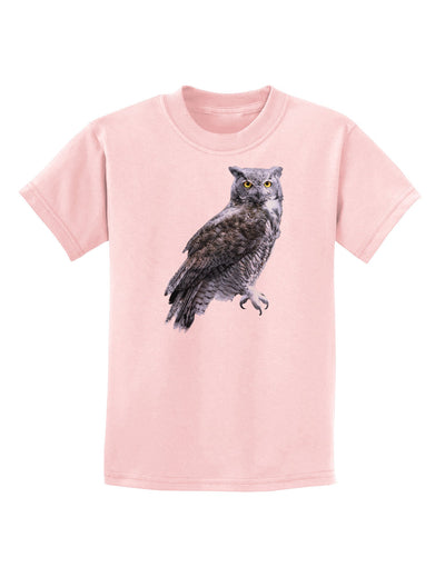 Great Horned Owl Photo Childrens T-Shirt-Childrens T-Shirt-TooLoud-PalePink-X-Small-Davson Sales