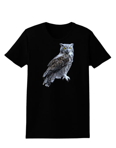 Great Horned Owl Photo Womens Dark T-Shirt-TooLoud-Black-X-Small-Davson Sales