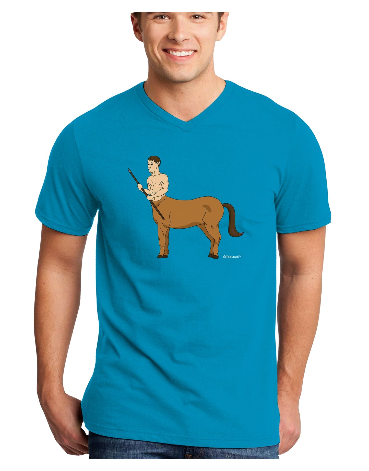 Greek Mythology Centaur Design - Color Adult Dark V-Neck T-Shirt by TooLoud-Mens V-Neck T-Shirt-TooLoud-Turquoise-Small-Davson Sales