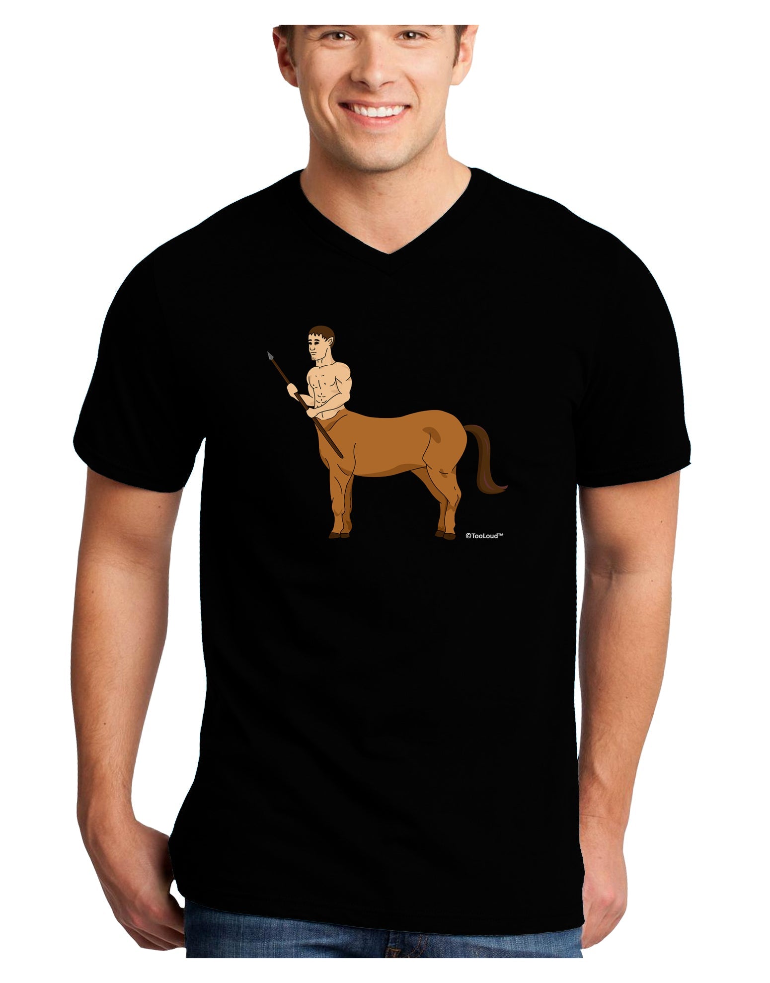 Greek Mythology Centaur Design - Color Adult Dark V-Neck T-Shirt by TooLoud-Mens V-Neck T-Shirt-TooLoud-Black-Small-Davson Sales