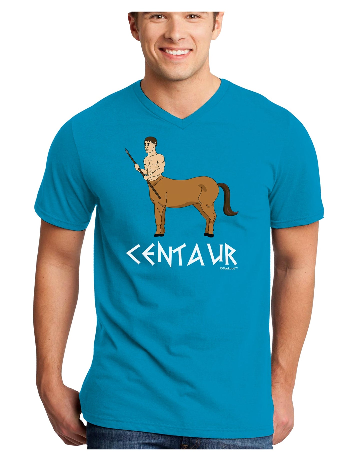 Greek Mythology Centaur Design - Color - Text Adult Dark V-Neck T-Shirt by TooLoud-Mens V-Neck T-Shirt-TooLoud-Turquoise-Small-Davson Sales