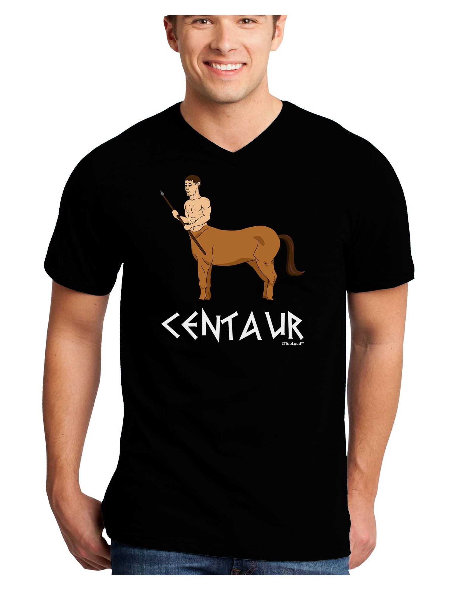 Greek Mythology Centaur Design - Color - Text Adult Dark V-Neck T-Shirt by TooLoud-Mens V-Neck T-Shirt-TooLoud-Black-Small-Davson Sales