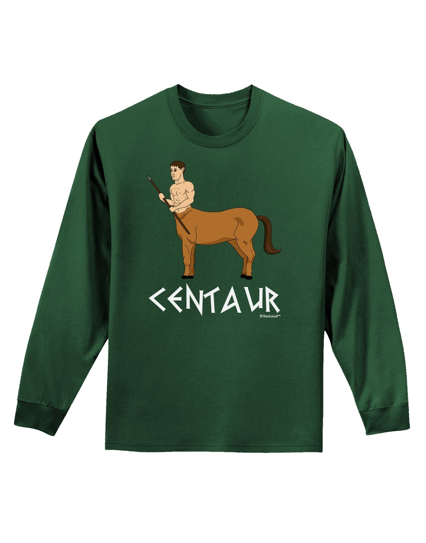 Greek Mythology Centaur Design - Color - Text Adult Long Sleeve Dark T-Shirt by TooLoud-TooLoud-Dark-Green-Small-Davson Sales