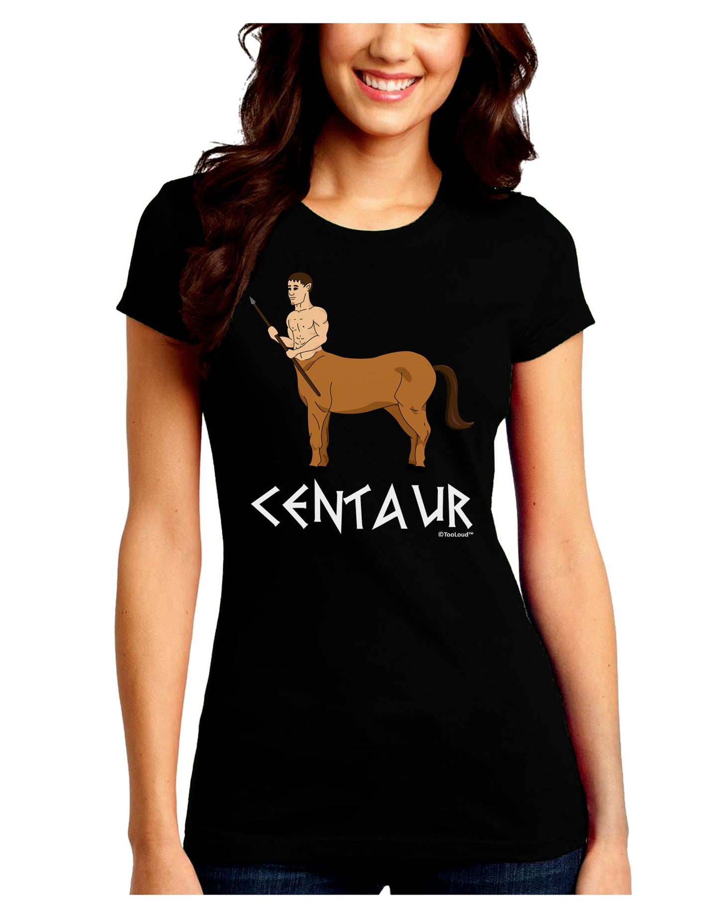 Greek Mythology Centaur Design - Color - Text Juniors Crew Dark T-Shirt by TooLoud-T-Shirts Juniors Tops-TooLoud-Black-Juniors Fitted Small-Davson Sales