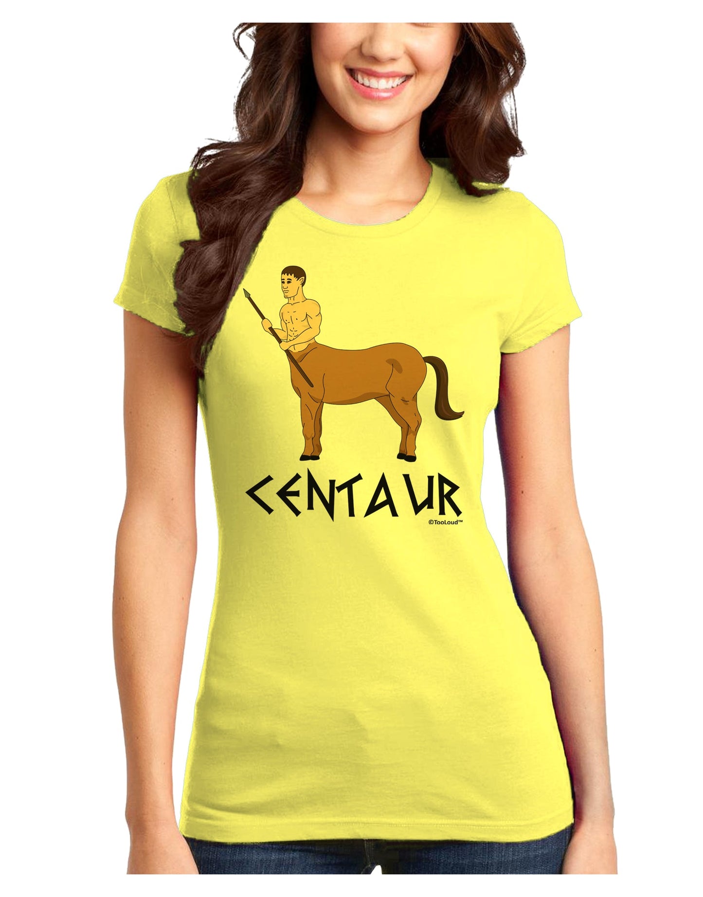 Greek Mythology Centaur Design - Color - Text Juniors T-Shirt by TooLoud-Womens Juniors T-Shirt-TooLoud-Yellow-Juniors Fitted X-Small-Davson Sales