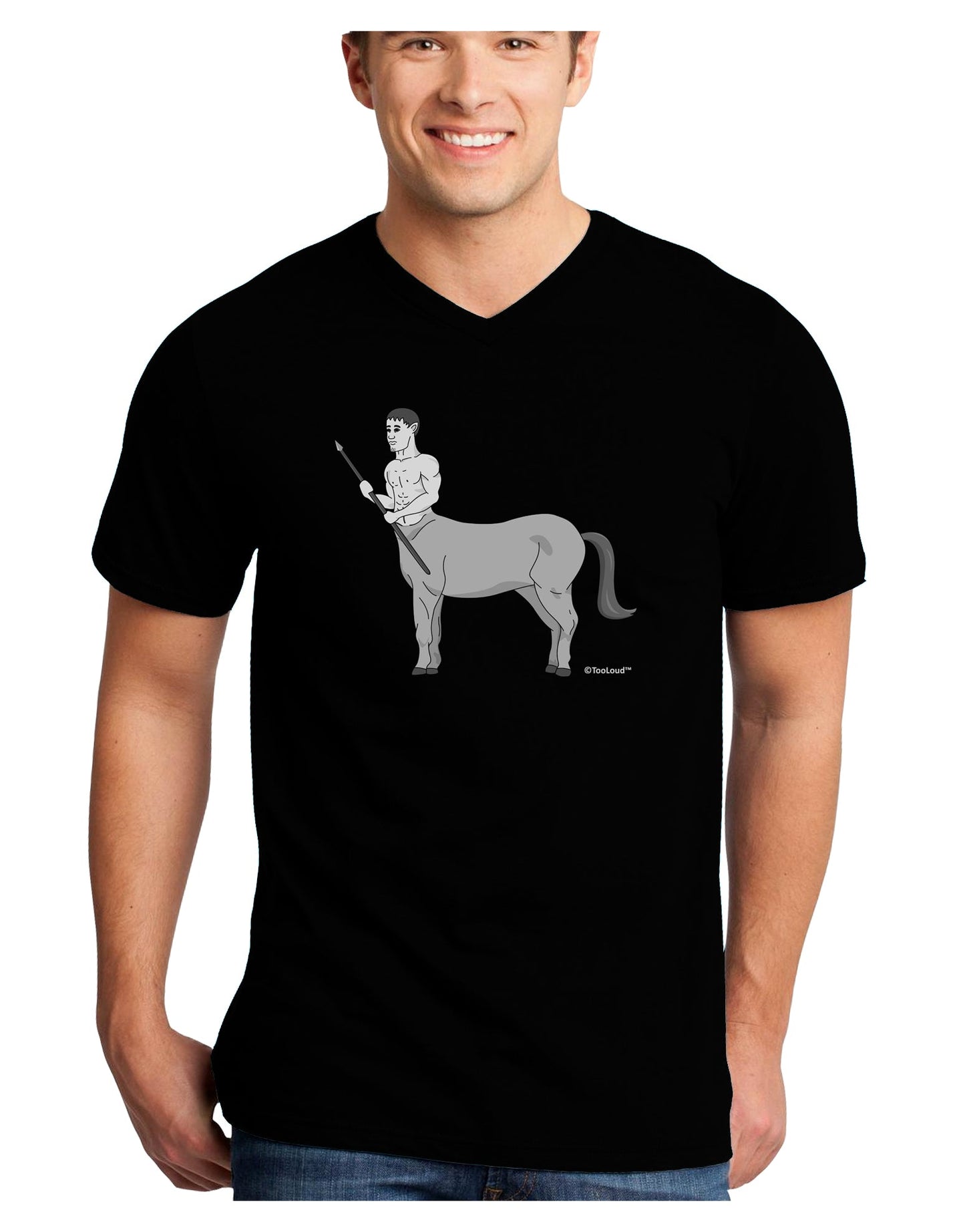 Greek Mythology Centaur Design - Grayscale Adult Dark V-Neck T-Shirt by TooLoud-Mens V-Neck T-Shirt-TooLoud-Black-Small-Davson Sales