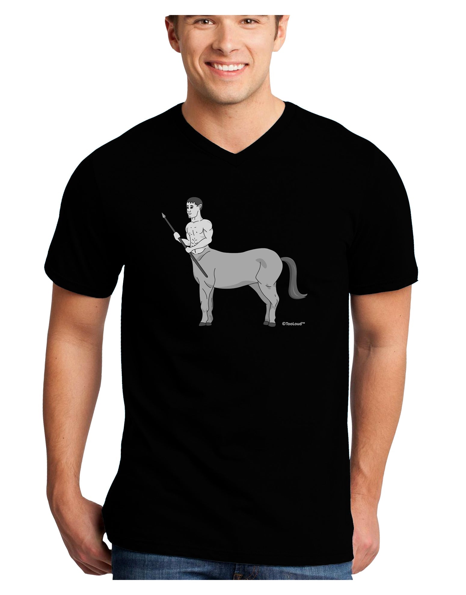Greek Mythology Centaur Design - Grayscale Adult Dark V-Neck T-Shirt by TooLoud-Mens V-Neck T-Shirt-TooLoud-Black-Small-Davson Sales