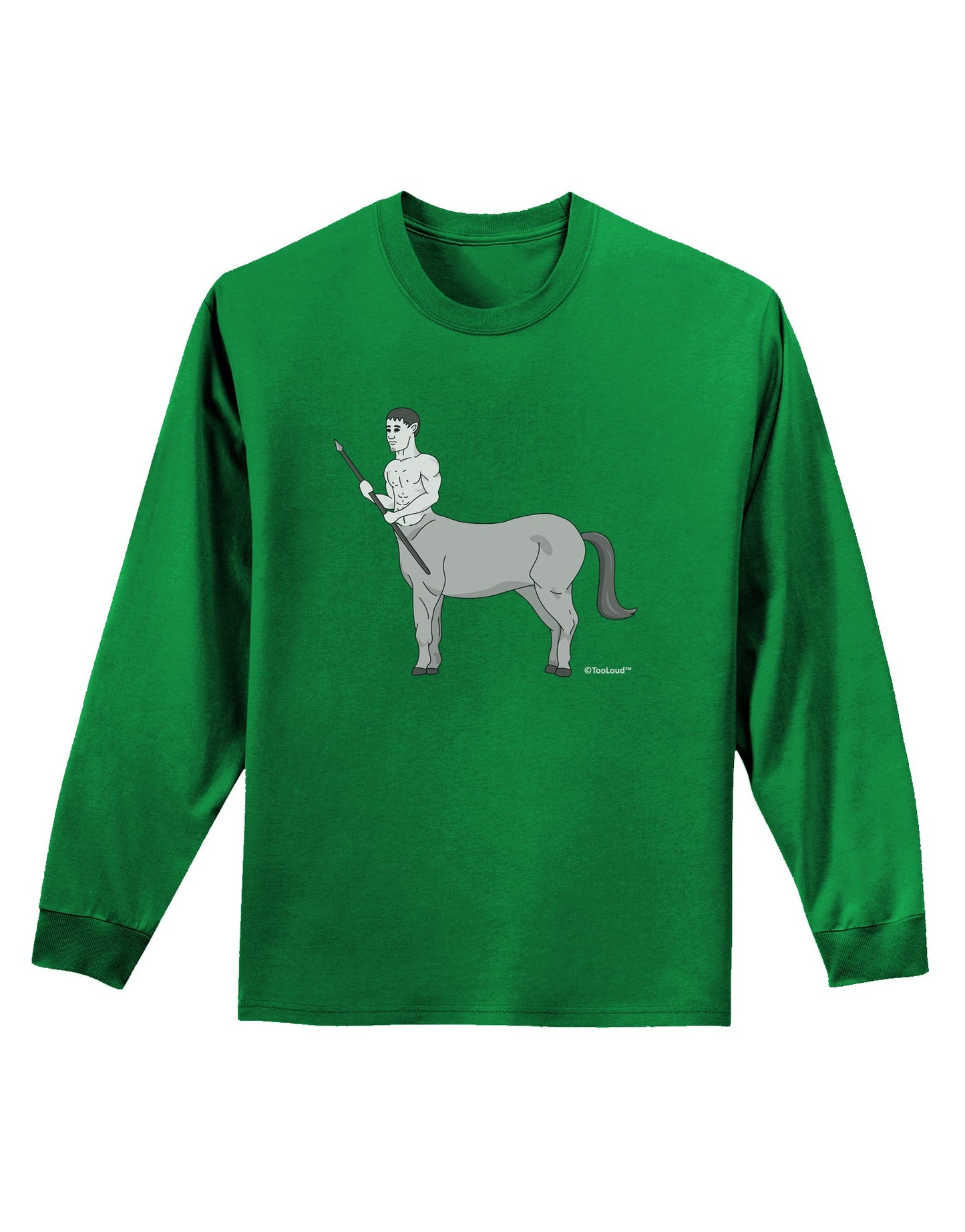 Greek Mythology Centaur Design - Grayscale Adult Long Sleeve Dark T-Shirt by TooLoud-TooLoud-Kelly-Green-Small-Davson Sales