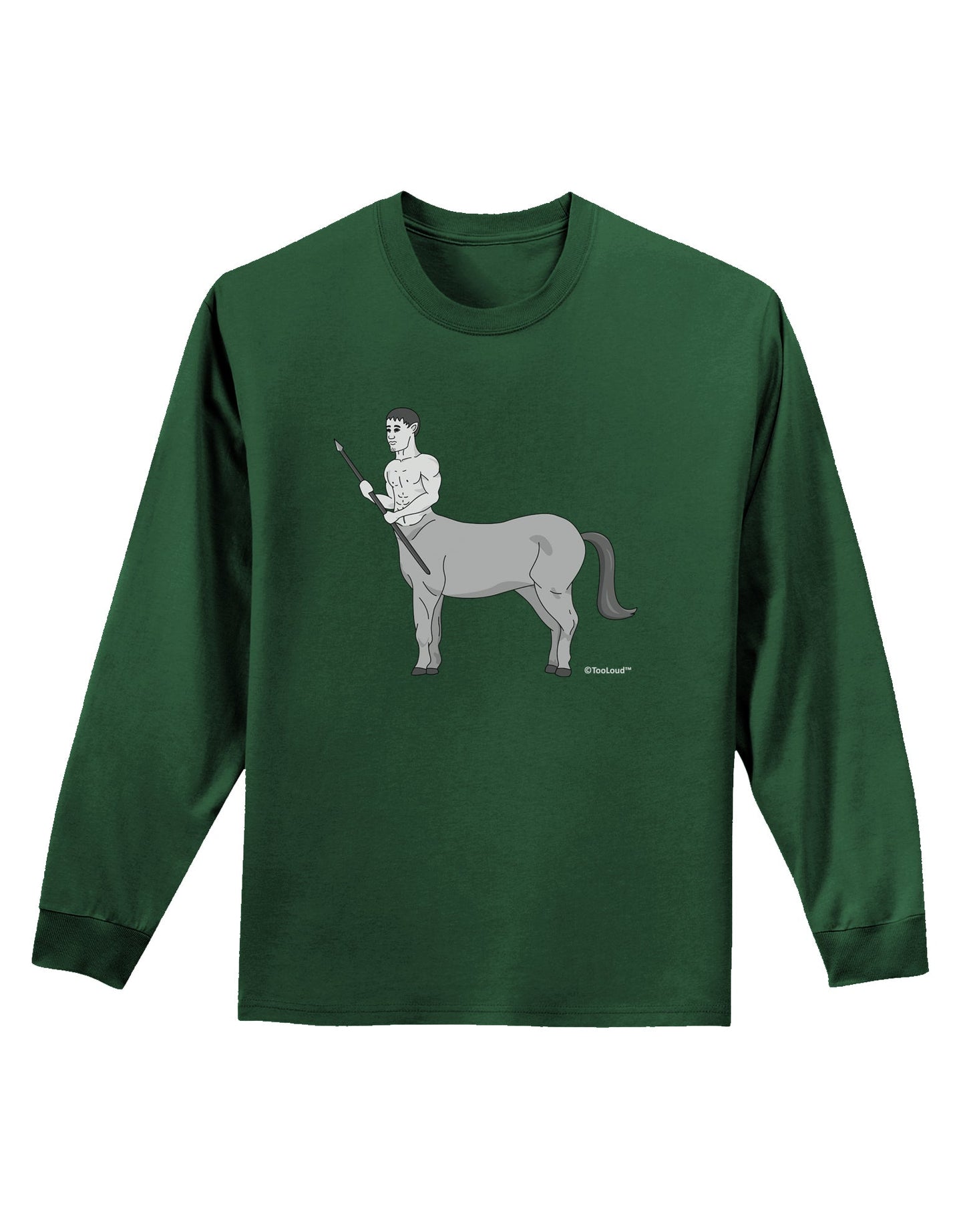 Greek Mythology Centaur Design - Grayscale Adult Long Sleeve Dark T-Shirt by TooLoud-TooLoud-Dark-Green-Small-Davson Sales