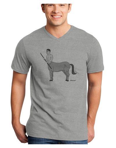 Greek Mythology Centaur Design - Grayscale Adult V-Neck T-shirt by TooLoud-Mens V-Neck T-Shirt-TooLoud-HeatherGray-Small-Davson Sales