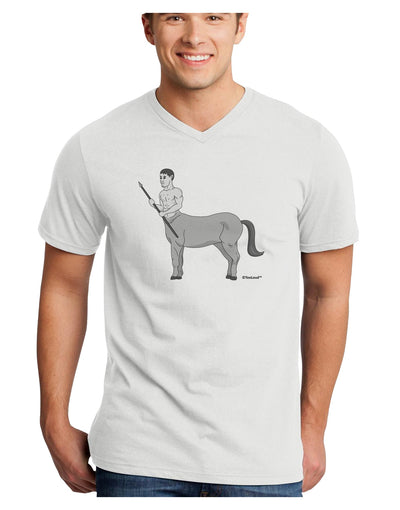 Greek Mythology Centaur Design - Grayscale Adult V-Neck T-shirt by TooLoud-Mens V-Neck T-Shirt-TooLoud-White-Small-Davson Sales