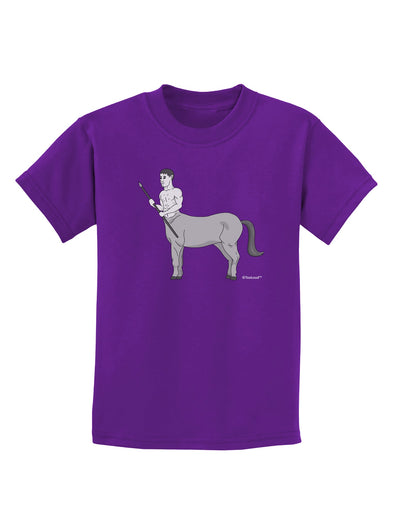 Greek Mythology Centaur Design - Grayscale Childrens Dark T-Shirt by TooLoud-Childrens T-Shirt-TooLoud-Purple-X-Small-Davson Sales