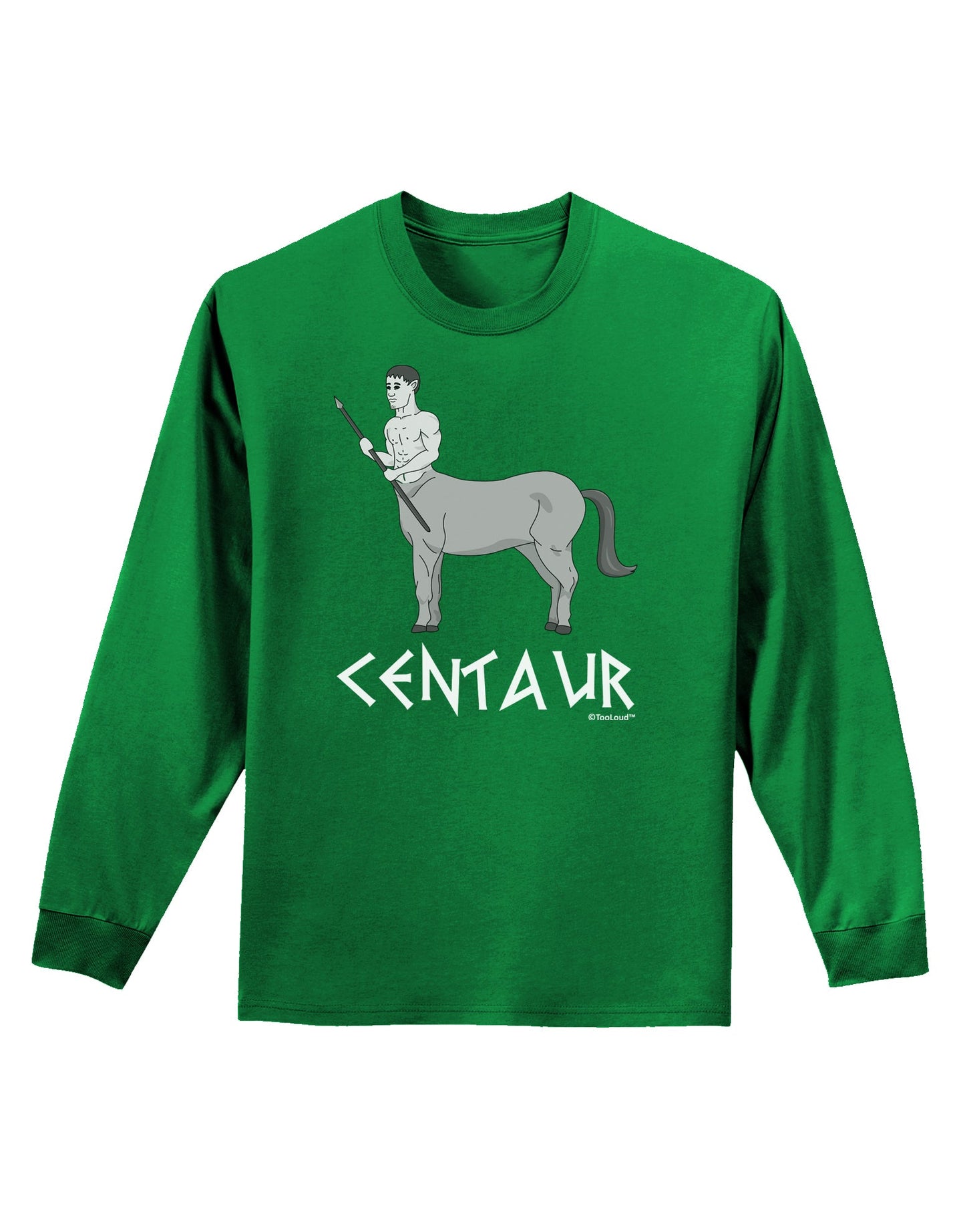 Greek Mythology Centaur Design - Grayscale - Text Adult Long Sleeve Dark T-Shirt by TooLoud-TooLoud-Kelly-Green-Small-Davson Sales
