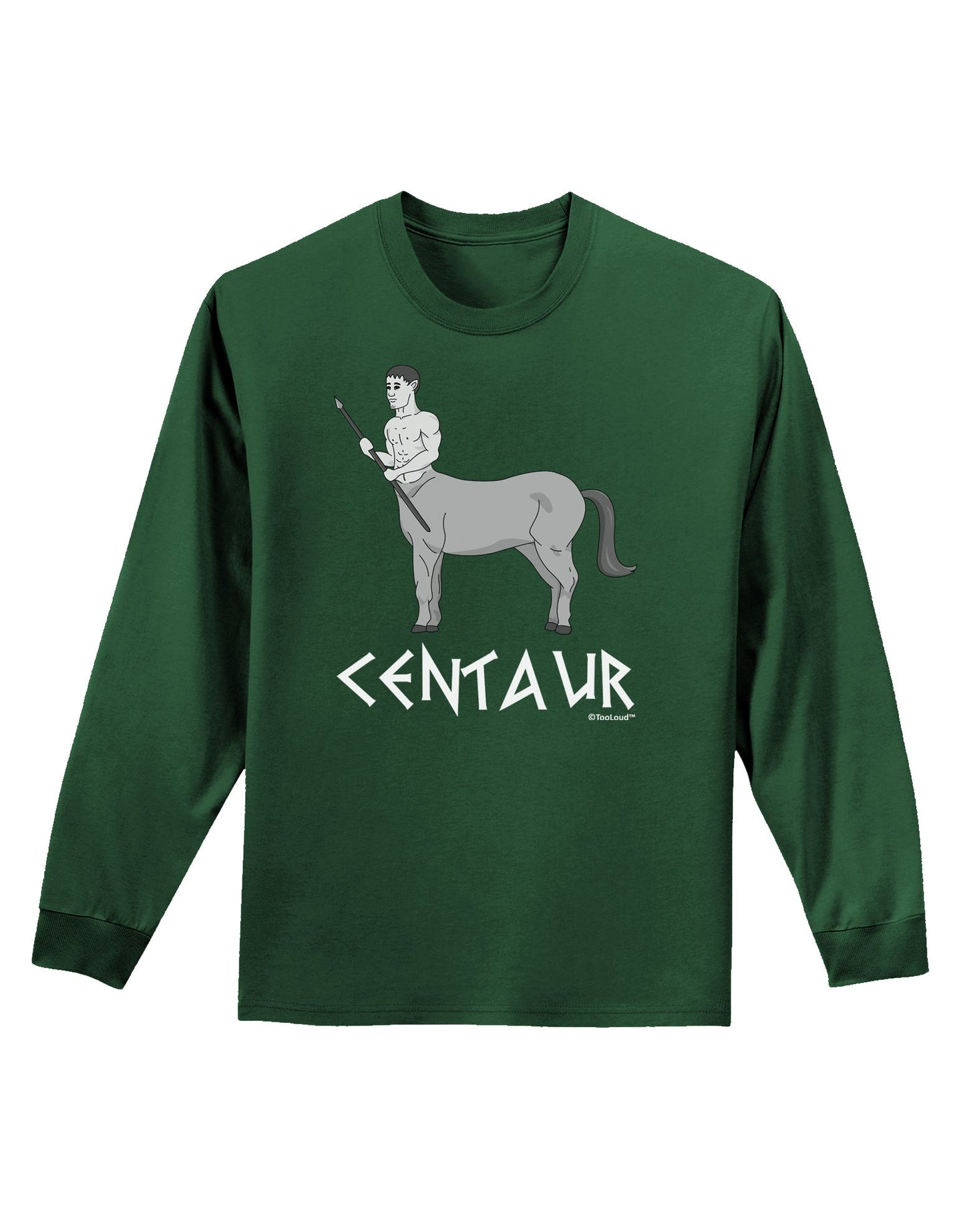 Greek Mythology Centaur Design - Grayscale - Text Adult Long Sleeve Dark T-Shirt by TooLoud-TooLoud-Dark-Green-Small-Davson Sales