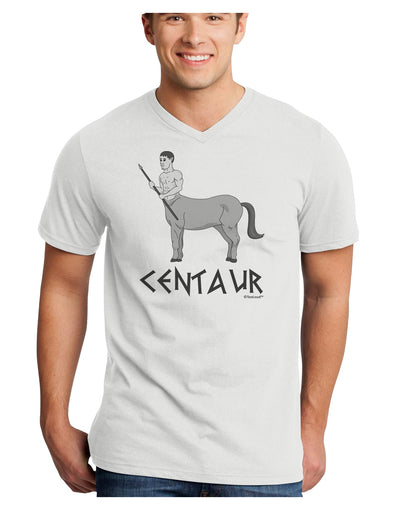 Greek Mythology Centaur Design - Grayscale - Text Adult V-Neck T-shirt by TooLoud-Mens V-Neck T-Shirt-TooLoud-White-Small-Davson Sales