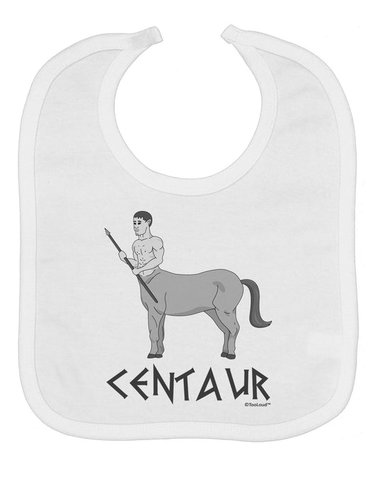 Greek Mythology Centaur Design - Grayscale - Text Baby Bib by TooLoud