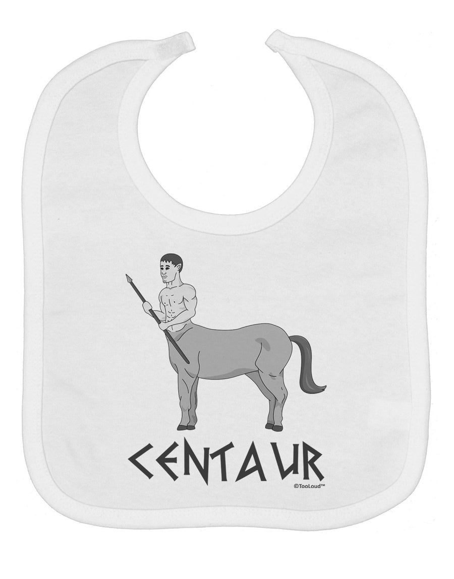 Greek Mythology Centaur Design - Grayscale - Text Baby Bib by TooLoud