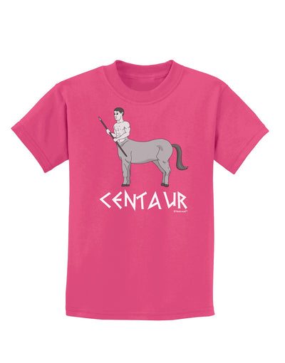 Greek Mythology Centaur Design - Grayscale - Text Childrens Dark T-Shirt by TooLoud-Childrens T-Shirt-TooLoud-Sangria-X-Small-Davson Sales