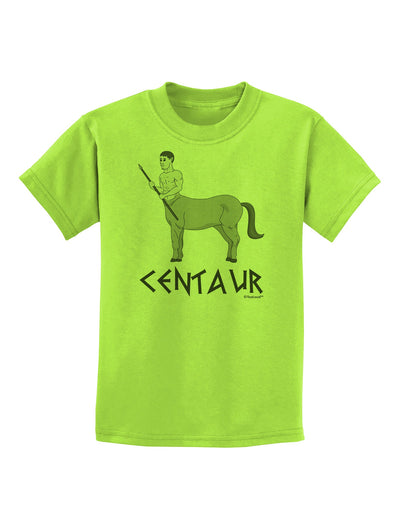 Greek Mythology Centaur Design - Grayscale - Text Childrens T-Shirt by TooLoud-Childrens T-Shirt-TooLoud-Lime-Green-X-Small-Davson Sales