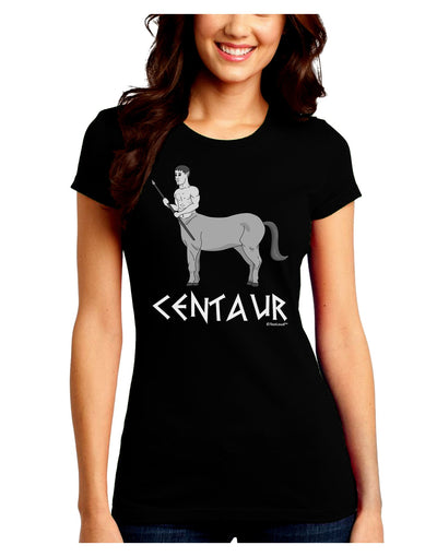 Greek Mythology Centaur Design - Grayscale - Text Juniors Crew Dark T-Shirt by TooLoud-T-Shirts Juniors Tops-TooLoud-Black-Juniors Fitted Small-Davson Sales