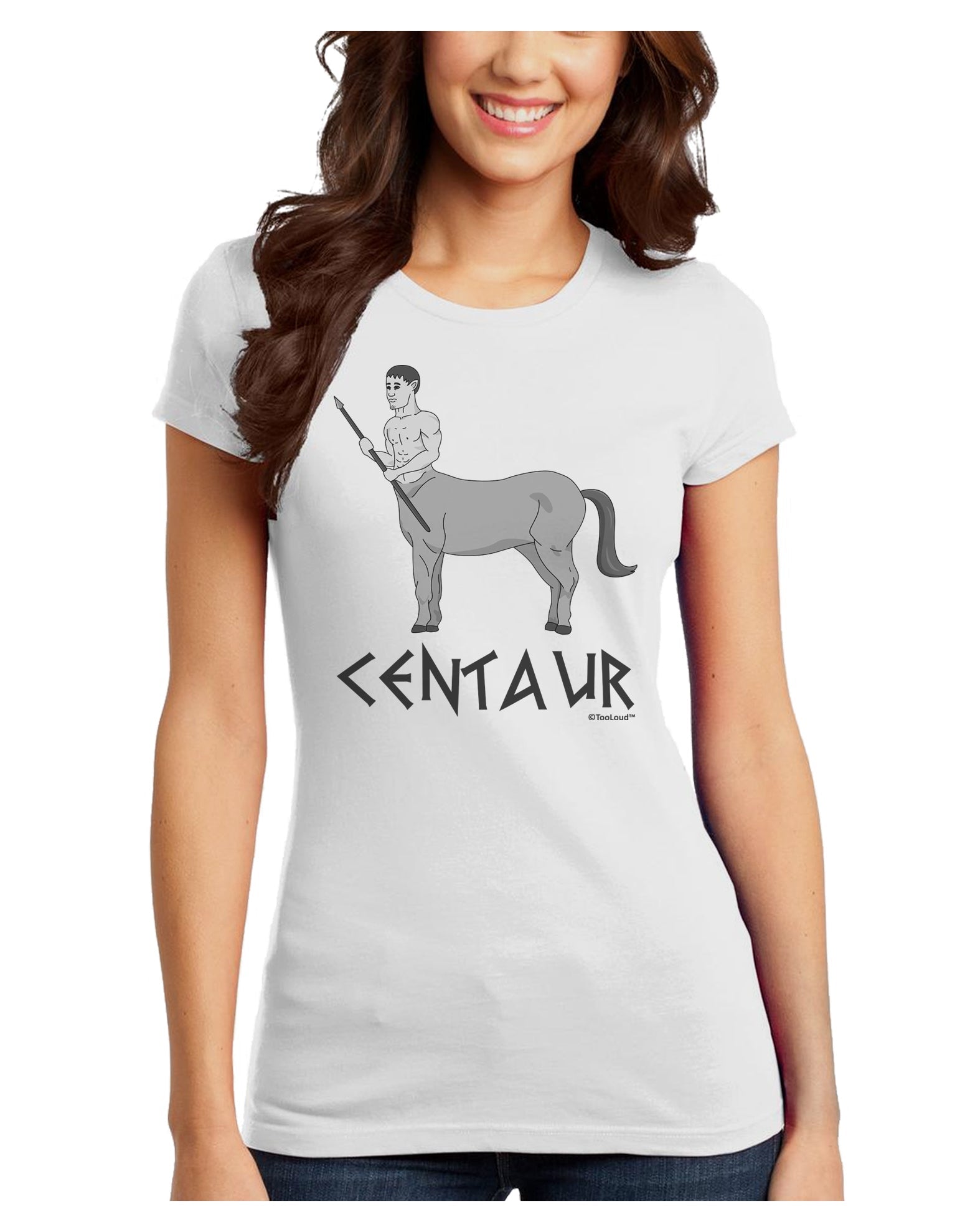 Greek Mythology Centaur Design - Grayscale - Text Juniors T-Shirt by TooLoud-Womens Juniors T-Shirt-TooLoud-White-Juniors Fitted X-Small-Davson Sales