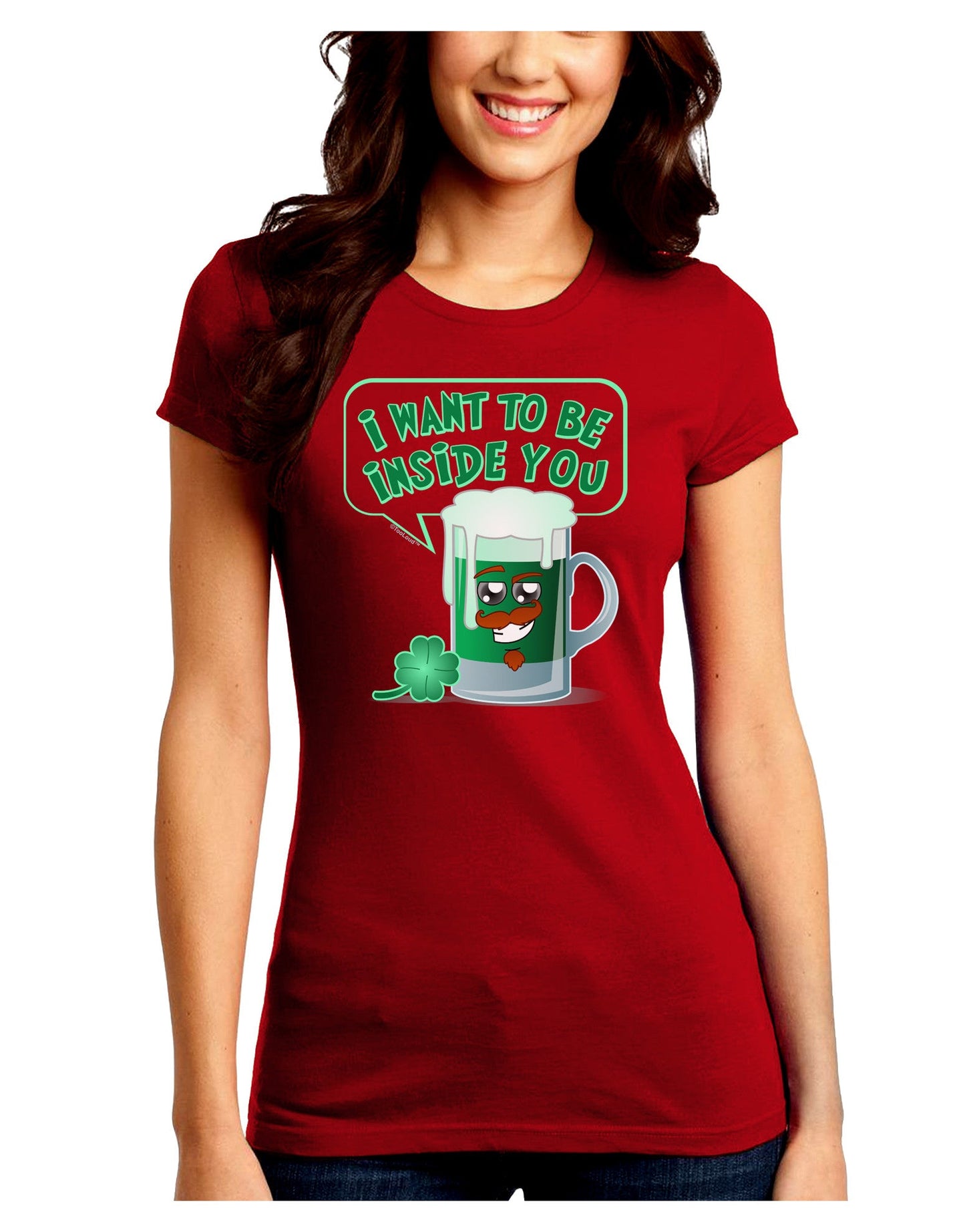 Green Beer - Inside You Juniors Petite Crew Dark T-Shirt-T-Shirts Juniors Tops-TooLoud-Red-Juniors Fitted Small-Davson Sales