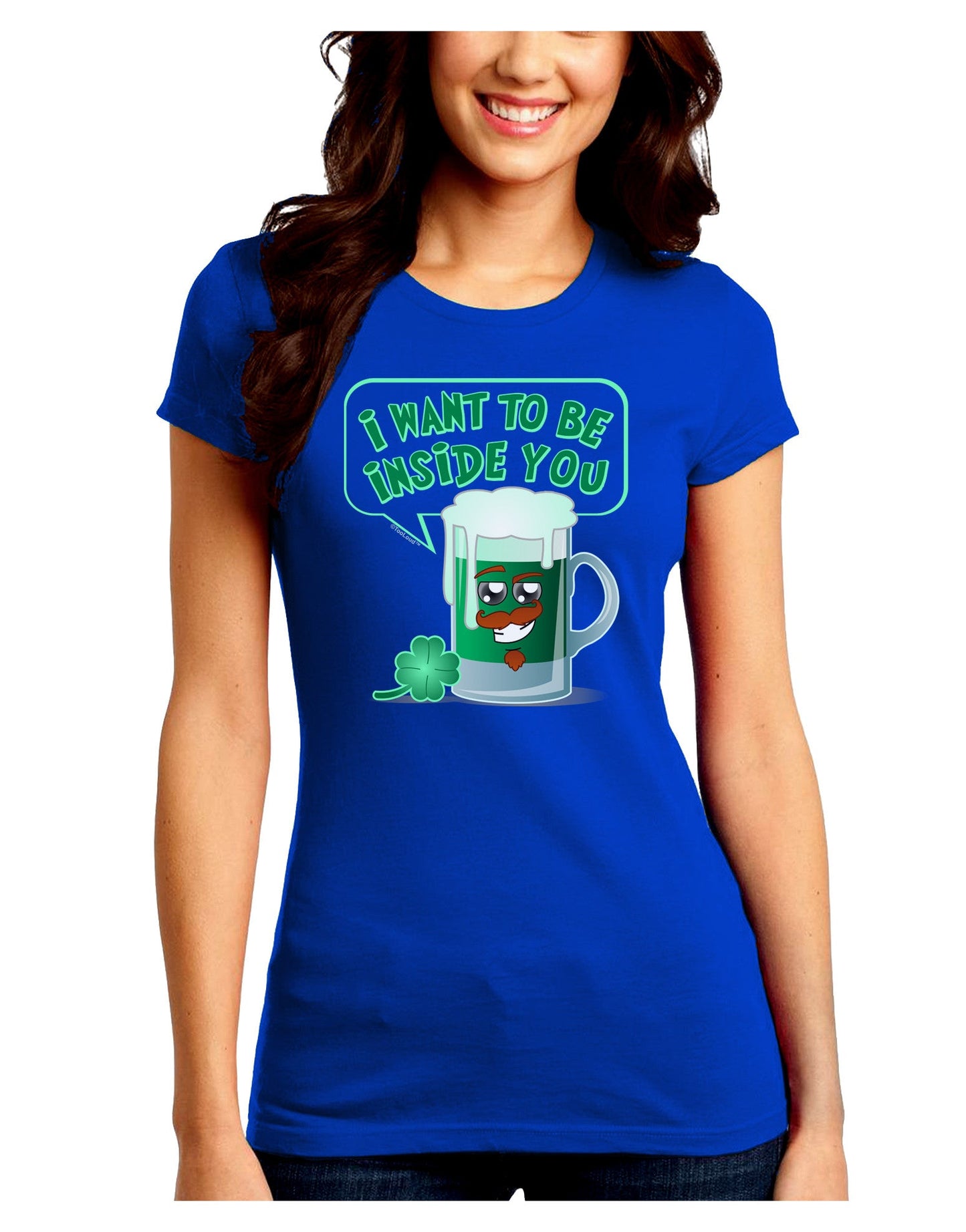Green Beer - Inside You Juniors Petite Crew Dark T-Shirt-T-Shirts Juniors Tops-TooLoud-Royal-Blue-Juniors Fitted Small-Davson Sales