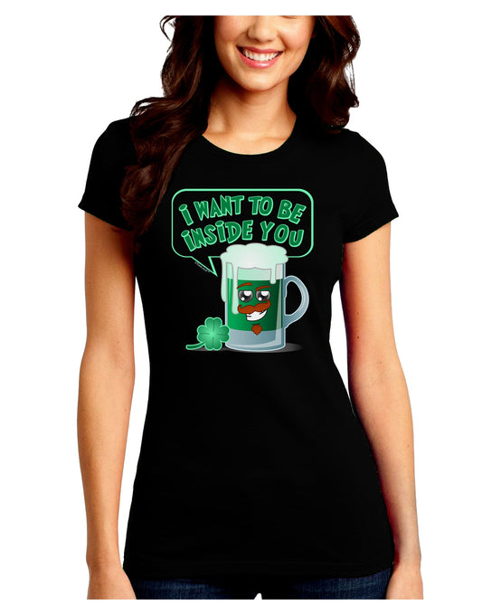 Green Beer - Inside You Juniors Petite Crew Dark T-Shirt-T-Shirts Juniors Tops-TooLoud-Black-Juniors Fitted Small-Davson Sales