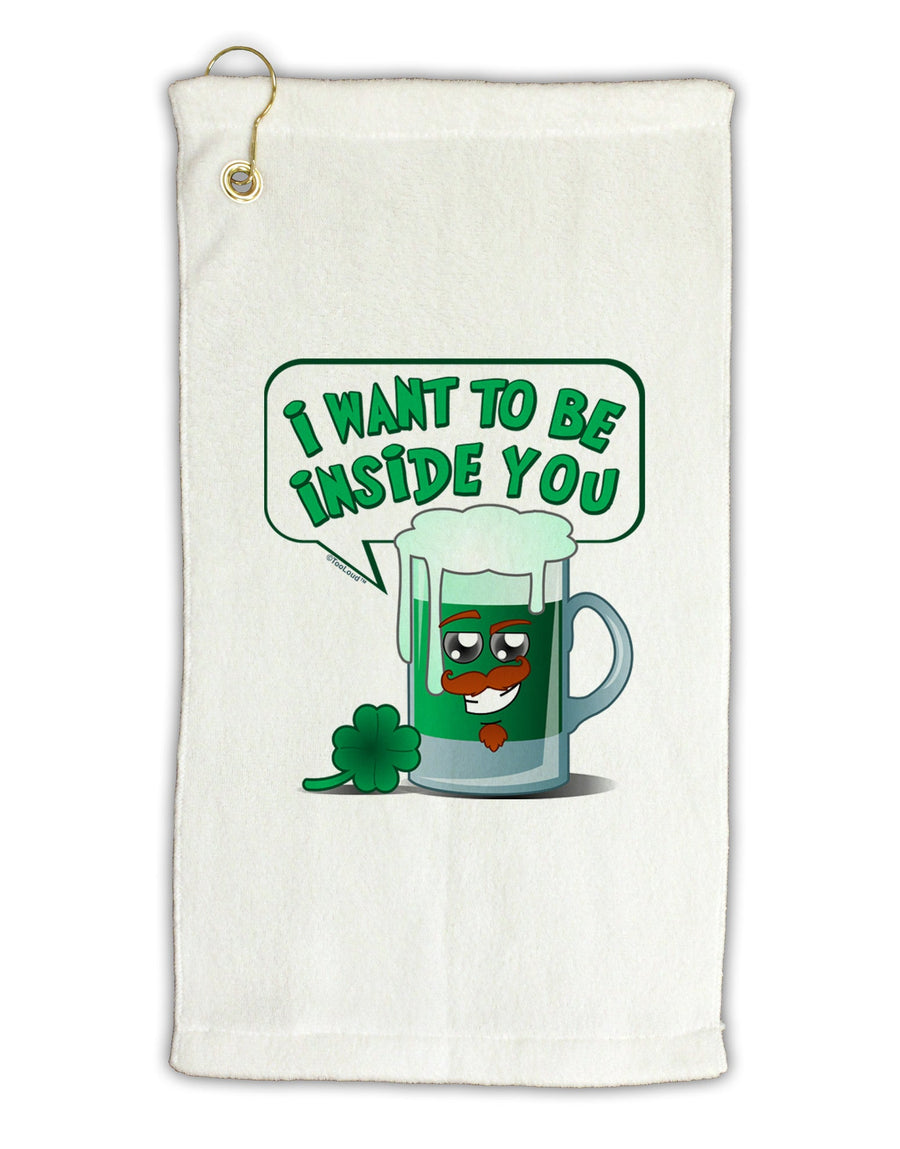 Green Beer - Inside You Micro Terry Gromet Golf Towel 11&#x22;x19-Golf Towel-TooLoud-White-Davson Sales