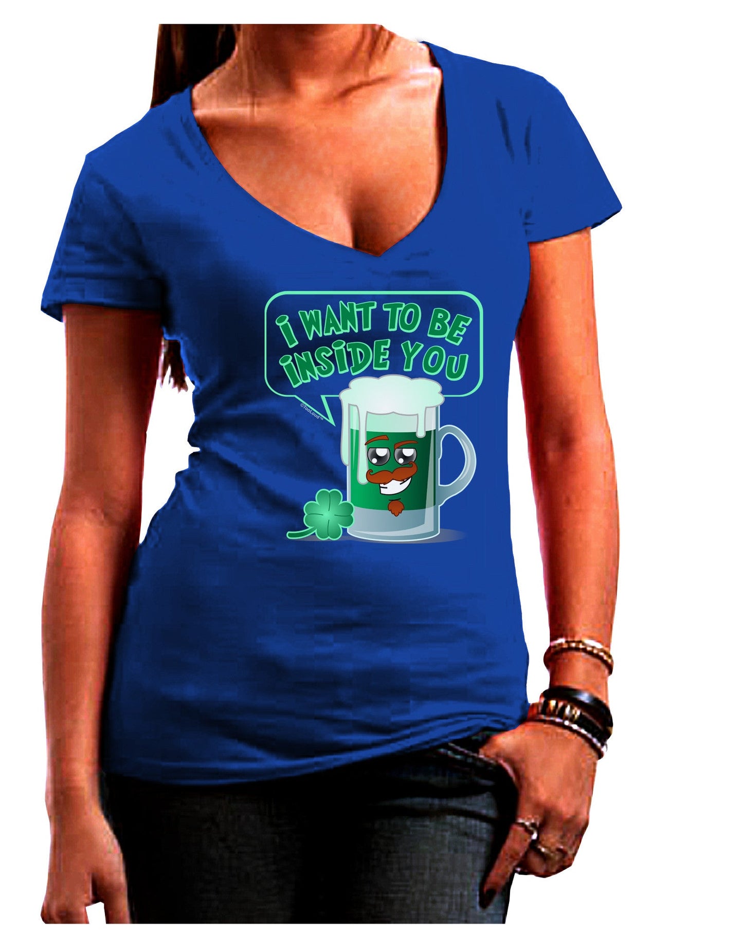 Green Beer - Inside You Womens V-Neck Dark T-Shirt-Womens V-Neck T-Shirts-TooLoud-Royal-Blue-Juniors Fitted Small-Davson Sales