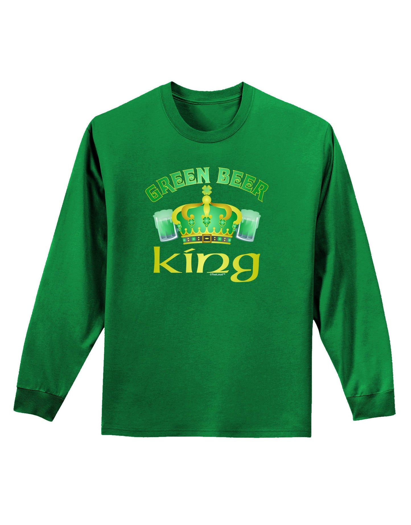 Green Beer King Adult Long Sleeve Dark T-Shirt-TooLoud-Kelly-Green-Small-Davson Sales