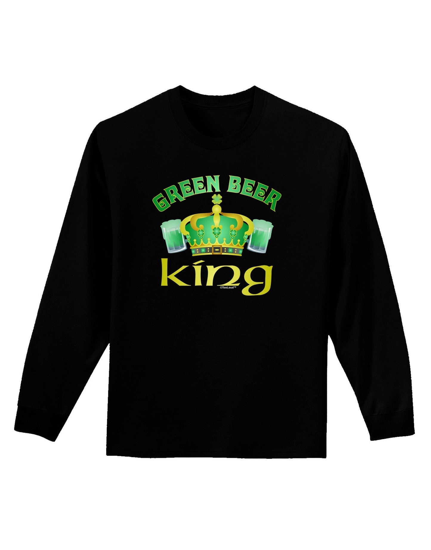 Green Beer King Adult Long Sleeve Dark T-Shirt-TooLoud-Black-Small-Davson Sales