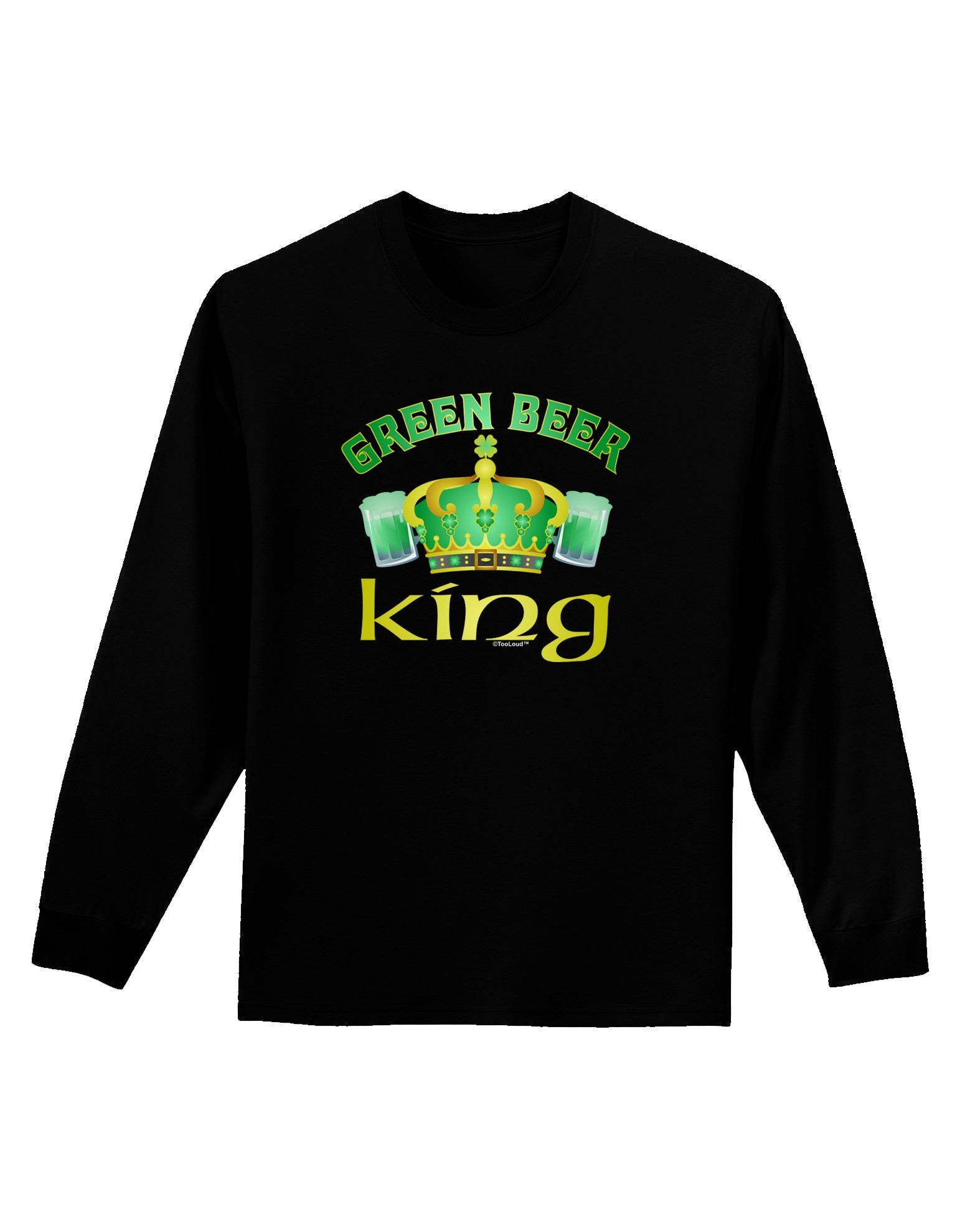 Green Beer King Adult Long Sleeve Dark T-Shirt-TooLoud-Black-Small-Davson Sales