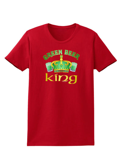 Green Beer King Womens Dark T-Shirt-TooLoud-Red-X-Small-Davson Sales