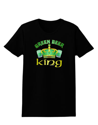 Green Beer King Womens Dark T-Shirt-TooLoud-Black-X-Small-Davson Sales