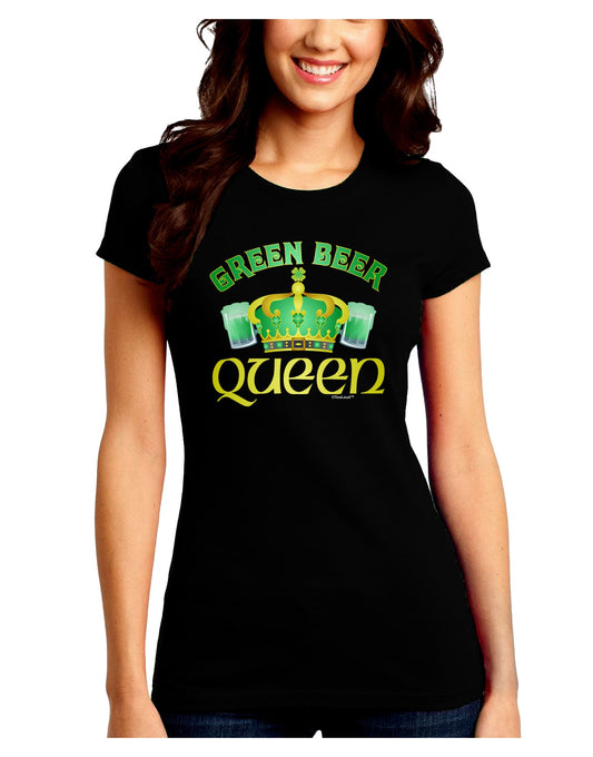 Green Beer Queen Juniors Petite Crew Dark T-Shirt-T-Shirts Juniors Tops-TooLoud-Black-Juniors Fitted Small-Davson Sales