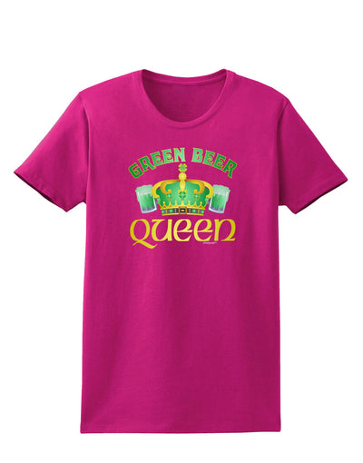 Green Beer Queen Womens Dark T-Shirt-TooLoud-Hot-Pink-Small-Davson Sales