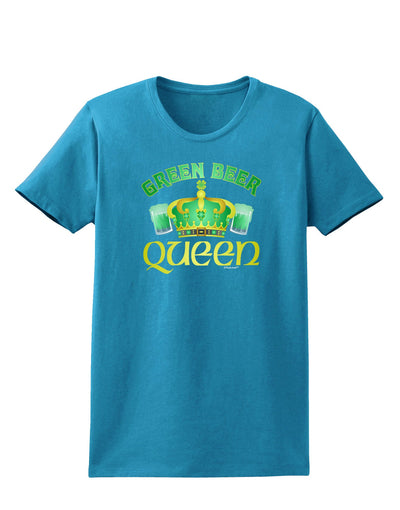 Green Beer Queen Womens Dark T-Shirt-TooLoud-Turquoise-X-Small-Davson Sales