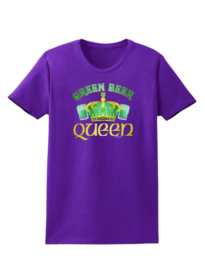 Green Beer Queen Womens Dark T-Shirt-TooLoud-Purple-X-Small-Davson Sales