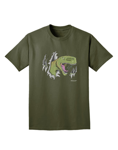 Green Dinosaur Breaking Free Adult Dark T-Shirt by TooLoud-Mens T-Shirt-TooLoud-Military-Green-Small-Davson Sales