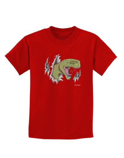 Green Dinosaur Breaking Free Childrens Dark T-Shirt by TooLoud-Childrens T-Shirt-TooLoud-Red-X-Small-Davson Sales