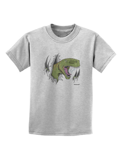 Green Dinosaur Breaking Free Childrens T-Shirt by TooLoud-Childrens T-Shirt-TooLoud-AshGray-X-Small-Davson Sales