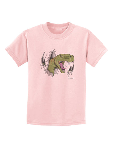 Green Dinosaur Breaking Free Childrens T-Shirt by TooLoud-Childrens T-Shirt-TooLoud-PalePink-X-Small-Davson Sales