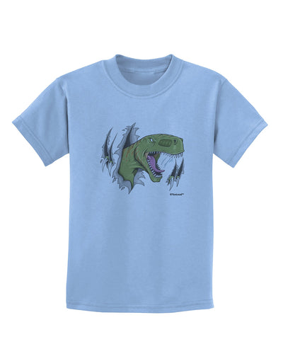 Green Dinosaur Breaking Free Childrens T-Shirt by TooLoud-Childrens T-Shirt-TooLoud-Light-Blue-X-Small-Davson Sales