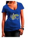 Green Dinosaur Breaking Free Juniors V-Neck Dark T-Shirt by TooLoud-Womens V-Neck T-Shirts-TooLoud-Royal-Blue-Juniors Fitted Small-Davson Sales